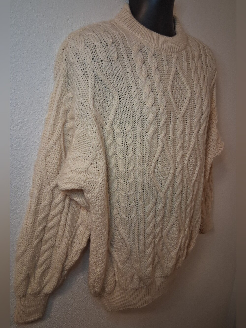 VTG James Pringle Men's Small Wool Sweater Cable Knit Fishermans Aran Scotland - Picture 3 of 10